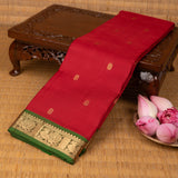 Blood red and Dual tone green pure silk saree