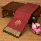 Medium maroon and Dual tone green pure silk saree