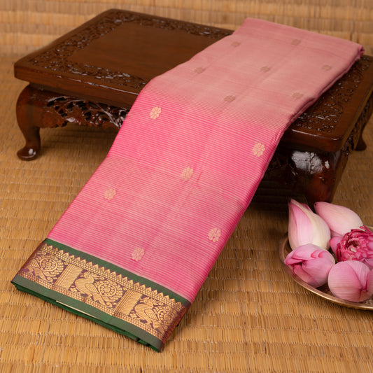 Dual Tone Pink and Dual tone green pure silk saree