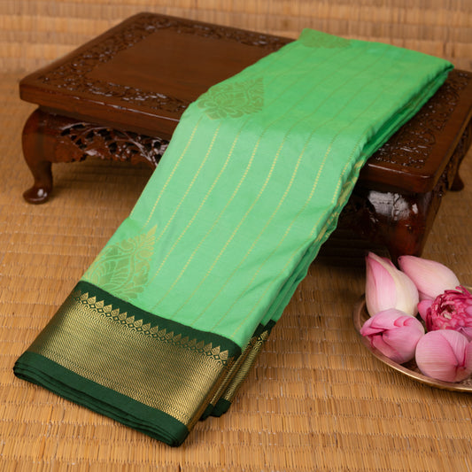 Spring green and Bottlegreen semi silk saree