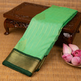 Spring green and Bottlegreen semi silk saree