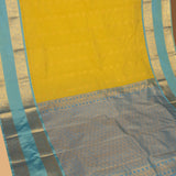 Lime Green  and Blue semi silk saree