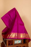 Offwhite and purple pure kanjivaram silk saree