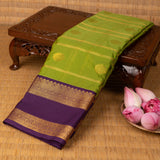 Avocado green and purple semi silk saree