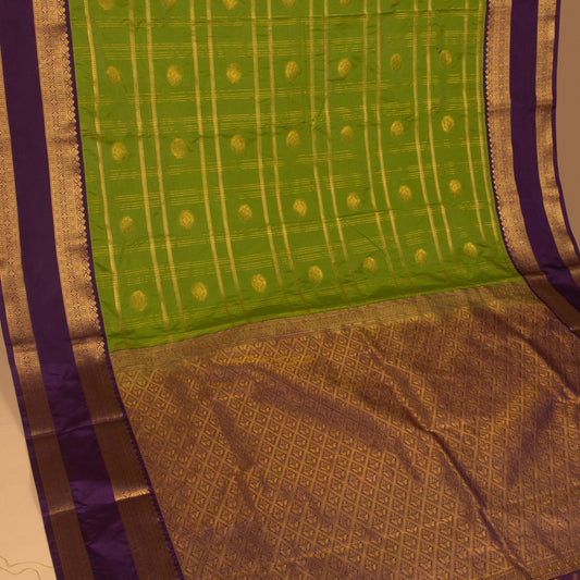 Avocado green and purple semi silk saree