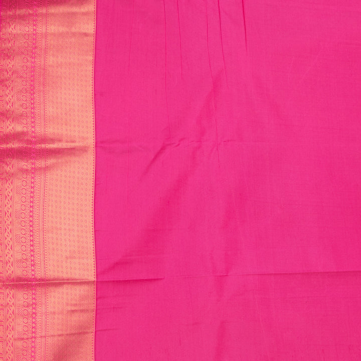 Peacock blue and Bubblegum pink semi silk saree