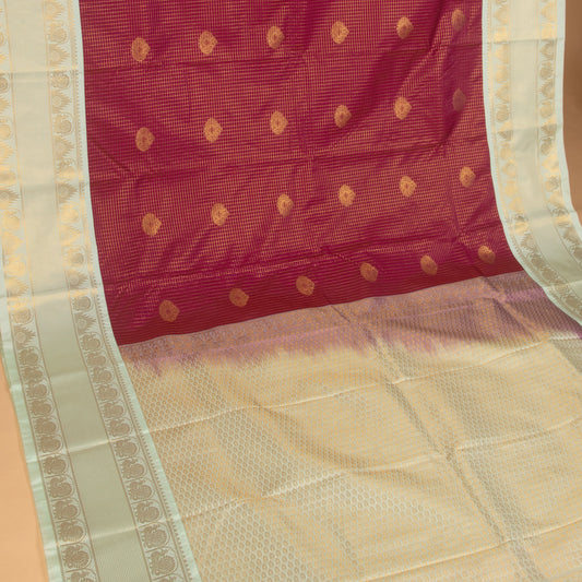 Purple and pastel green semi silk saree