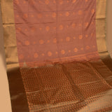 Coral pink and Tea green soft silk saree