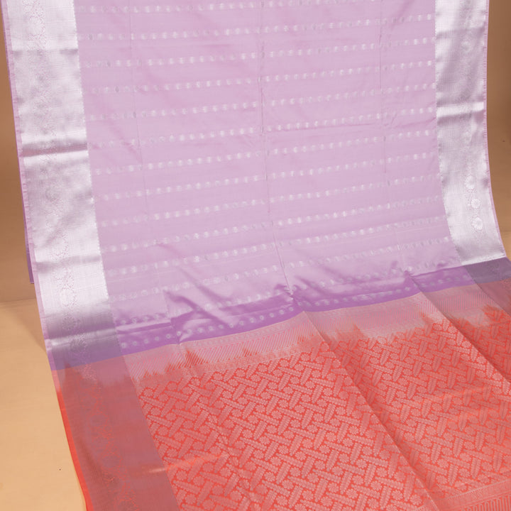 Lilac Lavender and salmon orange soft silk saree