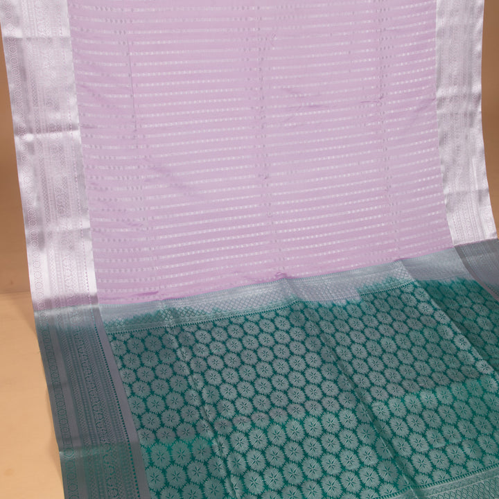 Lilac Lavender and Teal green soft silk saree