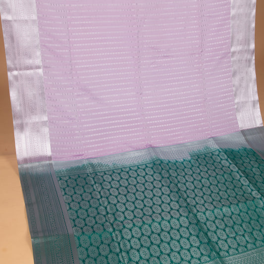 Lilac Lavender and Teal green soft silk saree