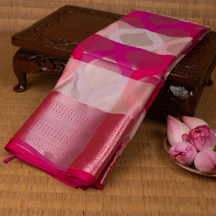 Pink and Rani pink soft silk saree