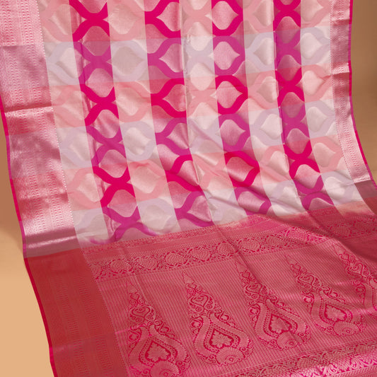 Pink and Rani pink soft silk saree
