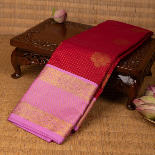 Apple red and Lilac lavender semi silk saree