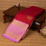 Apple red and Lilac lavender semi silk saree