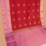 Apple red and Lilac lavender semi silk saree