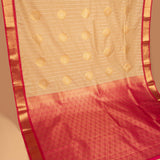 Off white  and Red semi silk saree