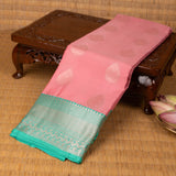 Fandango pink and Cyan Blue pure touch silk saree