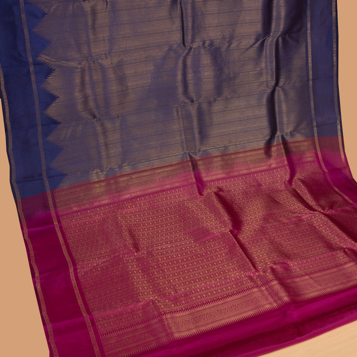 Royal Blue and Magenta pure touch silk saree