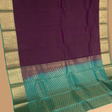 Blue violet and Teal green pure touch silk saree