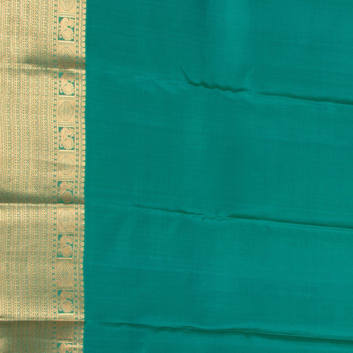 Blue violet and Teal green pure touch silk saree