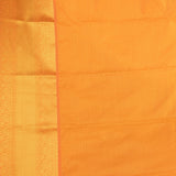 Peacock blue and Coral  orange semi silk saree