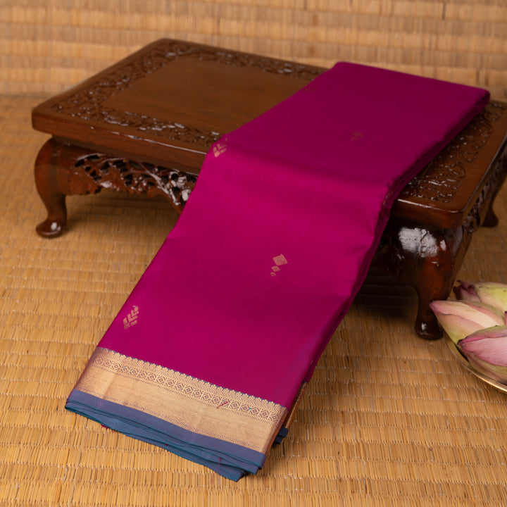 Purple and Peacock blue pure touch silk saree