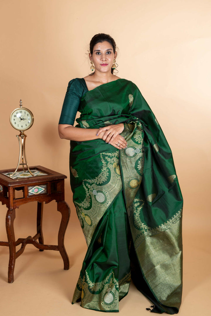 Bottle Green Pattu Saree