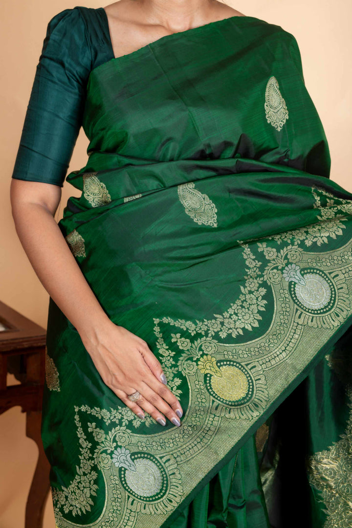 Bottle Green Pattu Saree
