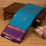 Peacock blue and Purple soft silk saree