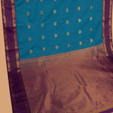 Peacock blue and Purple soft silk saree