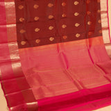 Brick maroon and French pink Pure touch silk saree