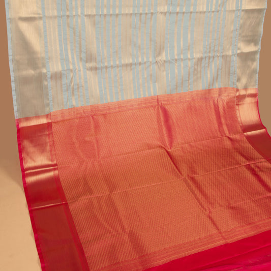 Powder blue and Reddish pink soft silk saree