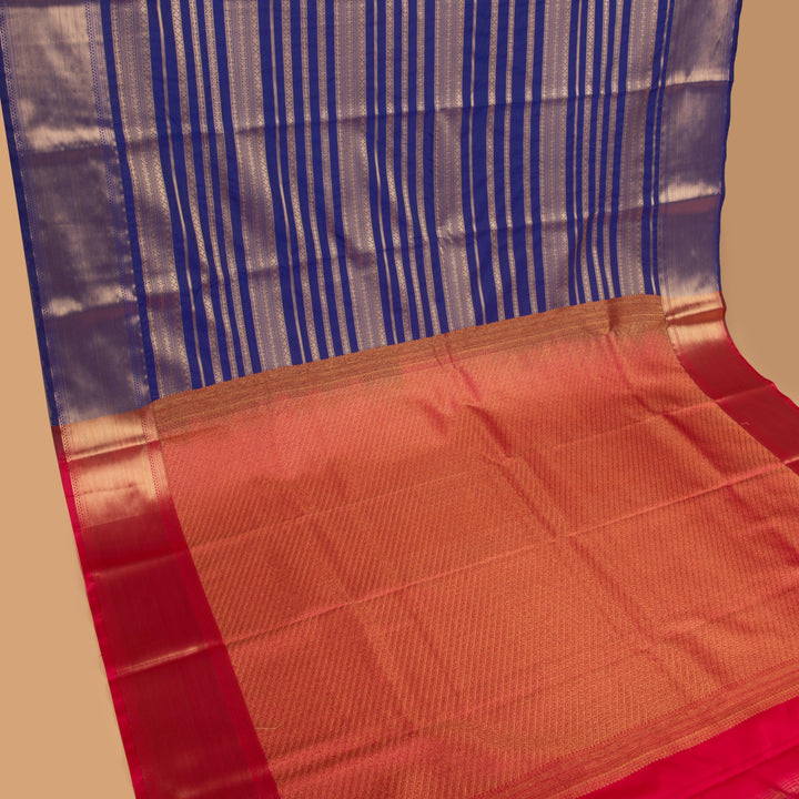 Royal blue and Reddish pink soft silk saree