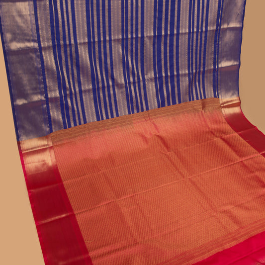 Royal blue and Reddish pink soft silk saree