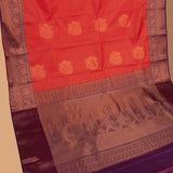 Red Orange and Purple soft silk saree