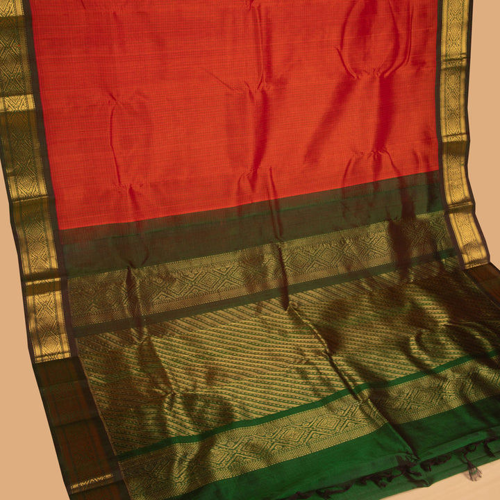 Neon orange and Dual tone green silk cotton saree