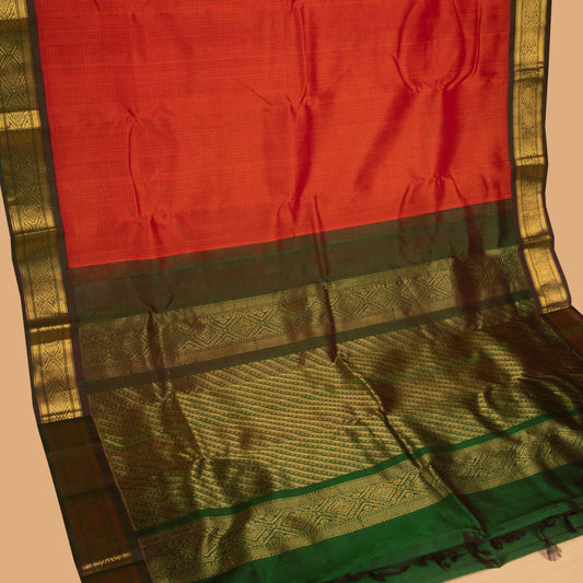 Neon orange and Dual tone green silk cotton saree