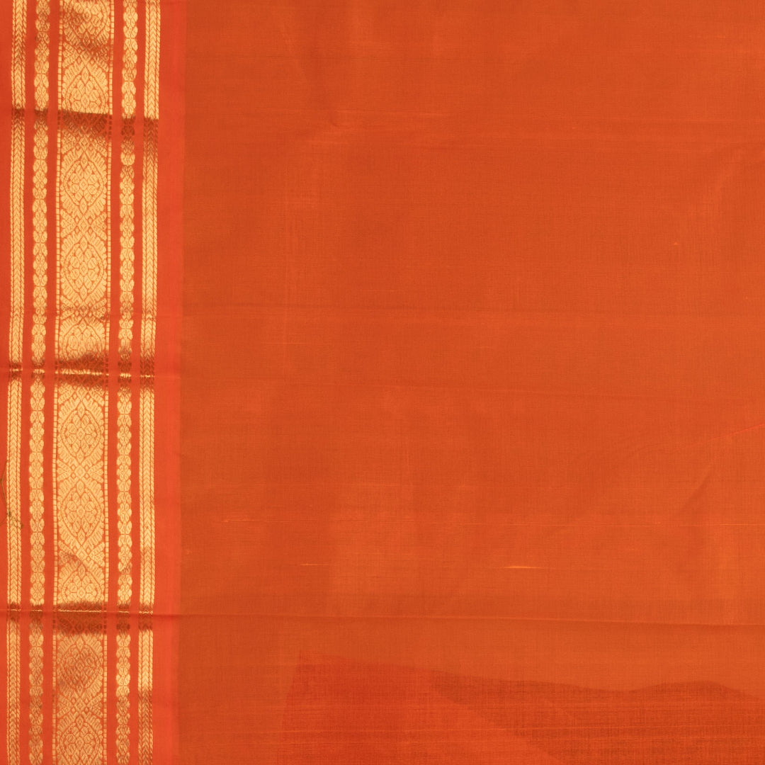 Forest Green and Bright orange silk cotton saree