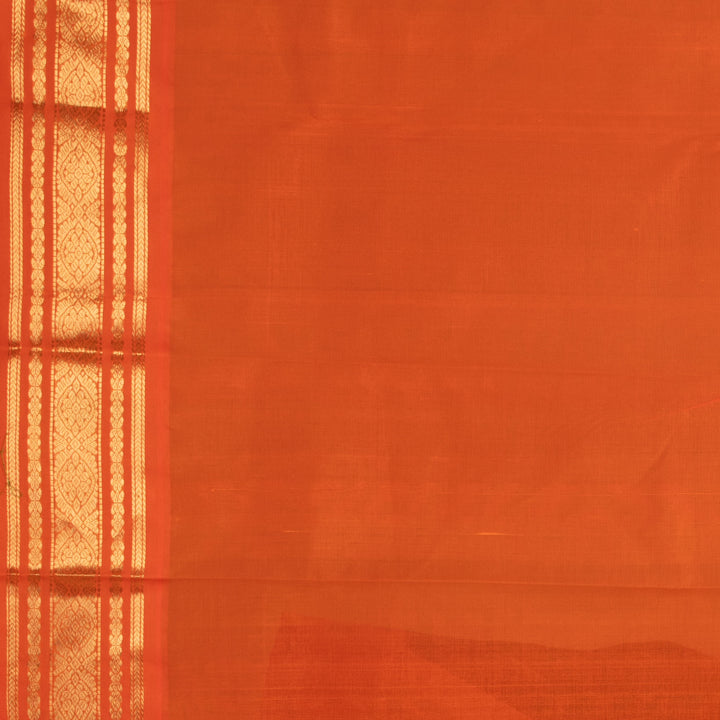 Forest Green and Bright orange silk cotton saree