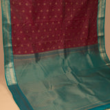 maroon and teal green semi silk saree