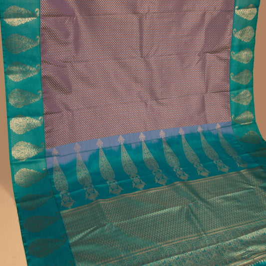 Vampire grey and Teal green soft silk saree