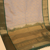 Silver grey and Forest green soft silk saree