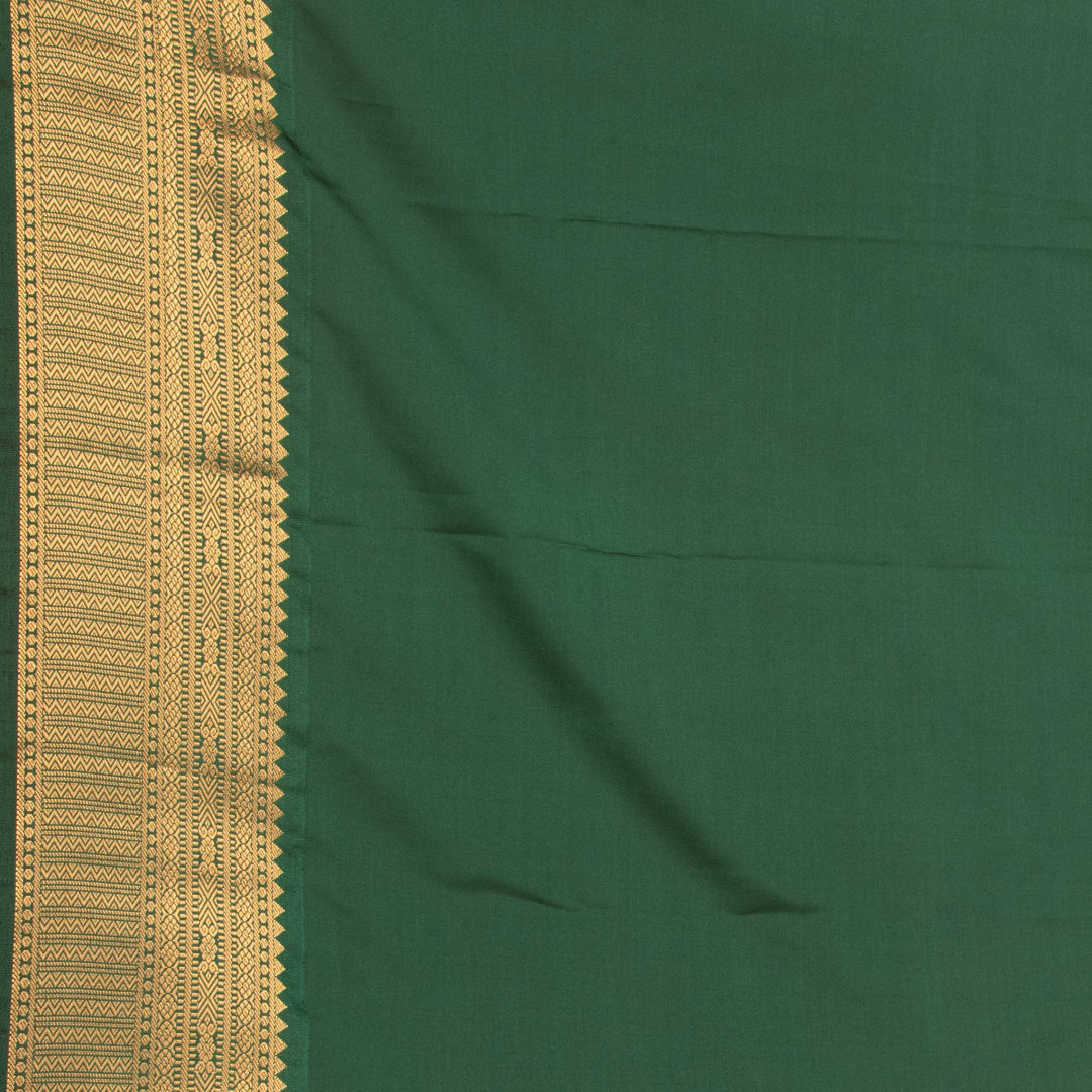 Silver grey and Forest green soft silk saree