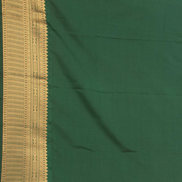 Silver grey and Forest green soft silk saree