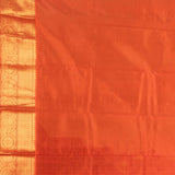 Hickory brown and Coral orange silk cotton saree
