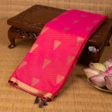 Raspberry pink and Paynes grey soft silk saree