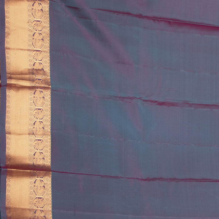 Orchid purple and Dual tone blue pure touch silk saree