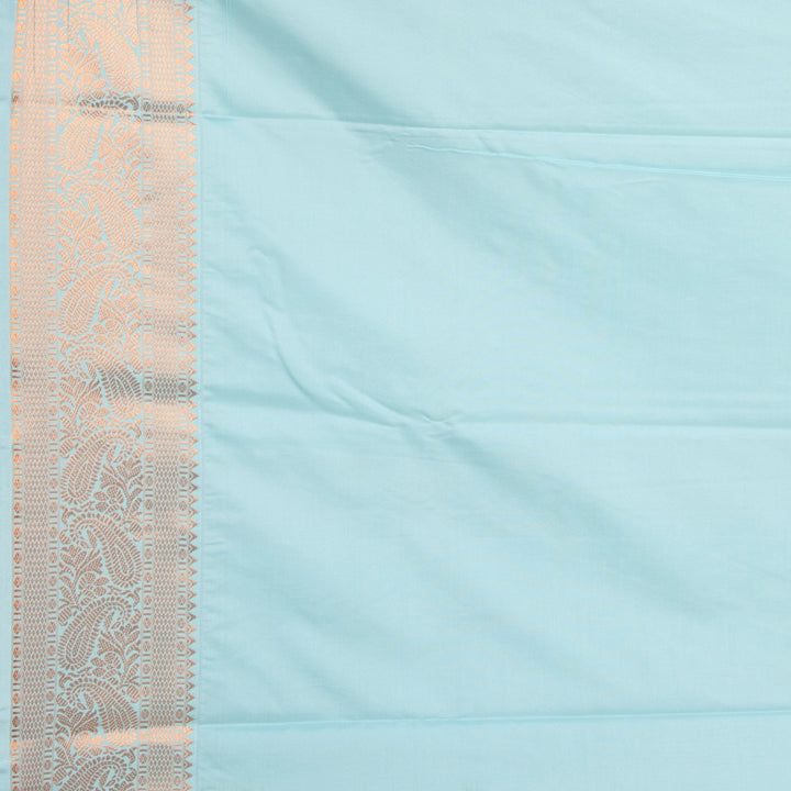 Dusky rose and Ice blue semi silk saree