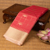 Watermelon Pink and off white Soft silk saree